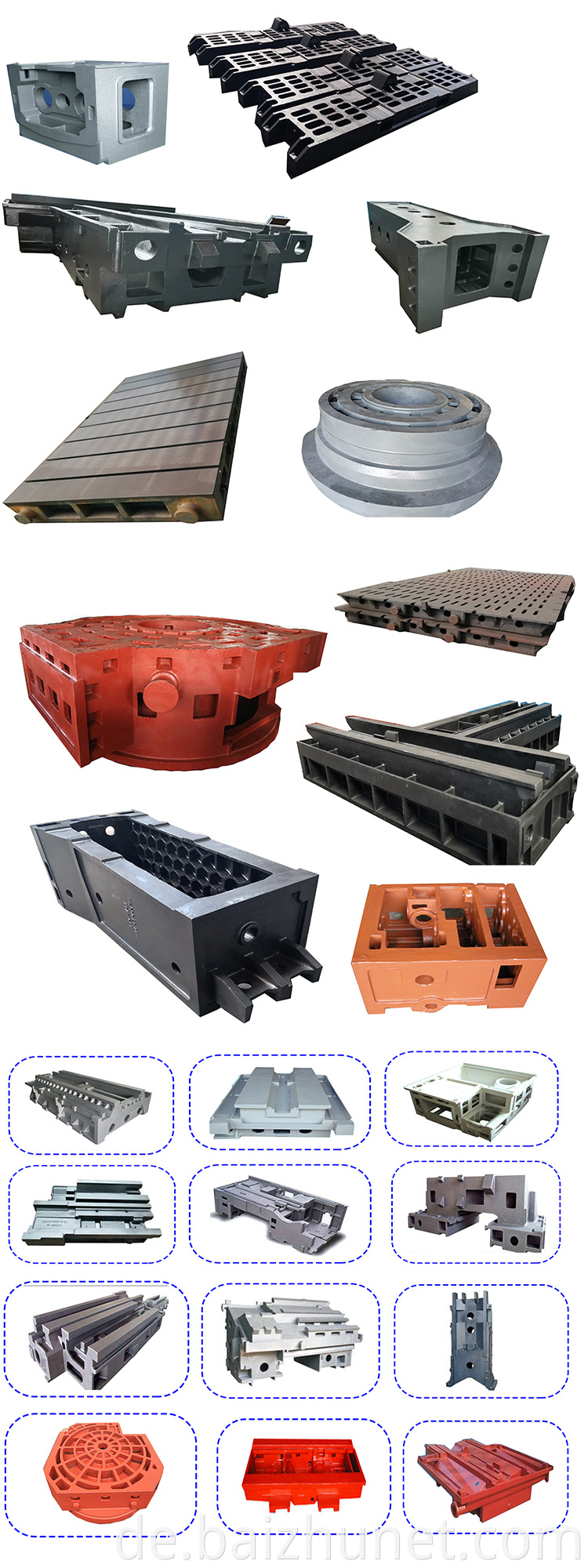 Meistverkaufte Gießerei -Werkzeugbasisteile Gusseisen CNC / Fräsmaschine Eisen / Edelstahl / Legierungsstahl